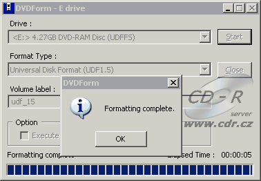 Formát DVD-RAM na UDF 1.5