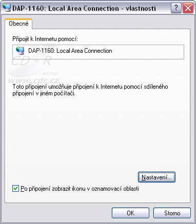 Vlastnosti brány do internetu ve Windows XP