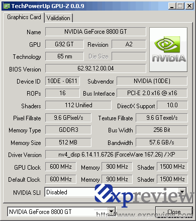 GeForce 8800 GT, GPU-Z