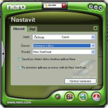 Nero 7 Premium - StartSmart - nastavení obecné