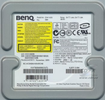 BenQ DW1655 - výrobní štítek