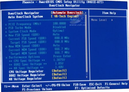 Možnosti přetaktování v BIOSu desky Biostar TForce4 U 775