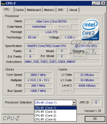 CPU-Z 1.35 - Intel Core 2 Extreme quad-core QX6700