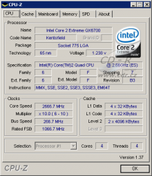 CPU-Z 1.37 - Intel Core 2 Extreme quad-core QX6700