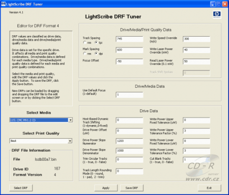 LG GGC-H20L - LightScribe DRFTuner nastavení