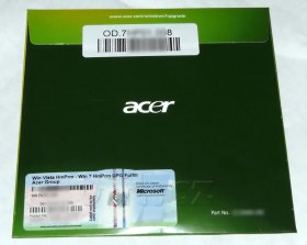Acer Windows 7 Upgrade kit - obal médií (zadní strana)