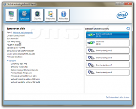 Intel Rapid Storage: Pevný disk
