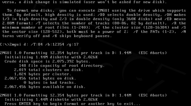 2MGUI - disketa zformátována na maximální kapacitu