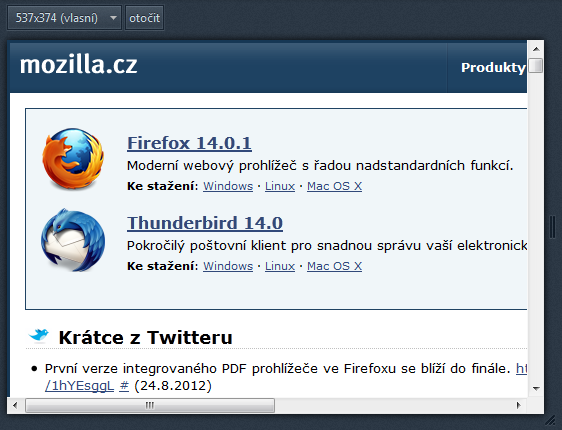 Firefox 15 - responzivní design