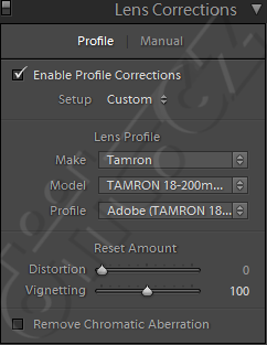 Adobe Lightroom 4, korekce objektivu