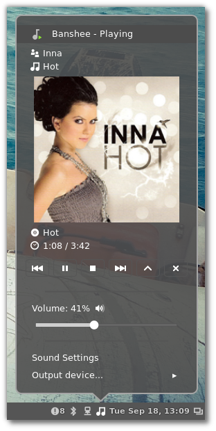 Linux Mint 14 Cinnamon - zvukový applet