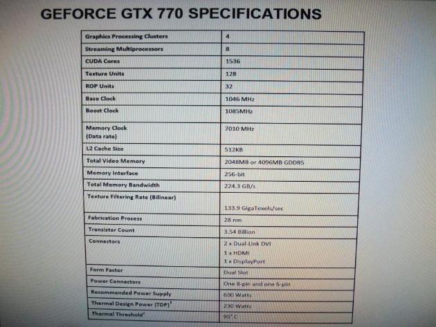 Nvidia GeForce GTX 770 uniklý slajd