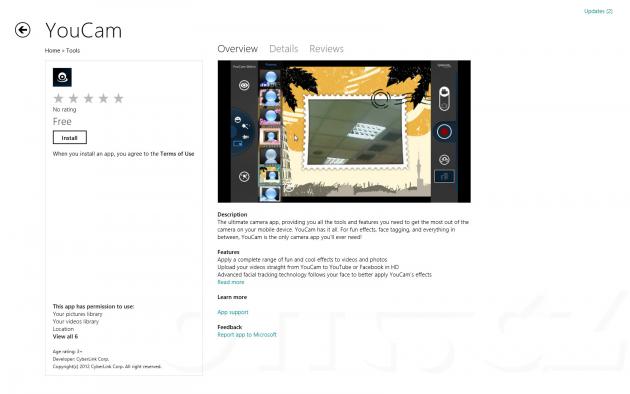 Windows 8 Consumer Preview - Store - YouCam