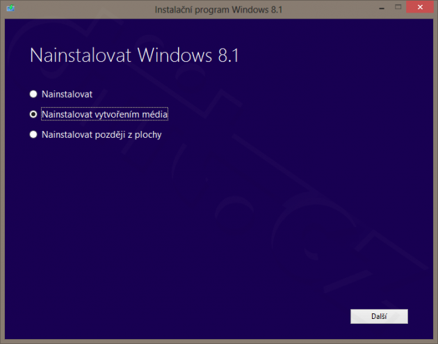 Instalátor Windows 8.1 - nainstalovat