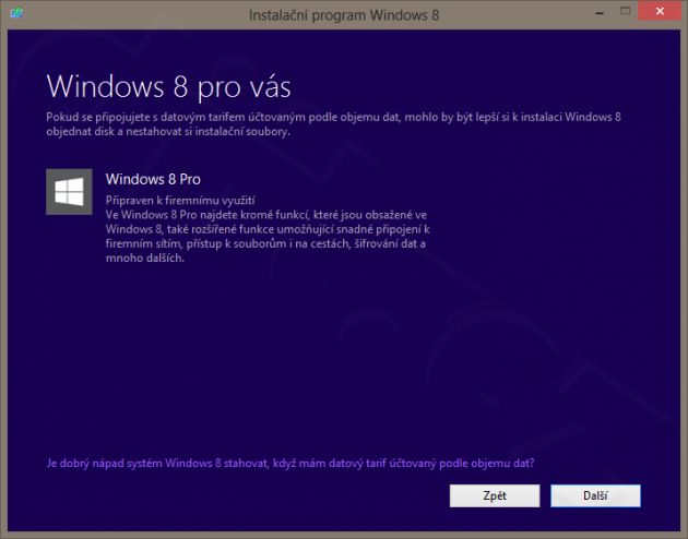 Instalátor Windows 8 - stažení Windows 8 Pro