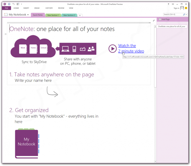 Office 2013 Preview - OneNote