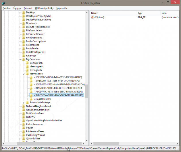 Windows 8.1 - umístění nových Složek v registru ve WoW6432Node