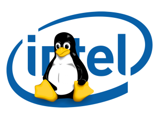 Intel logo Linux Tux