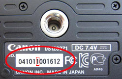 Canon EOS 650D - sériové číslo defektního kusu