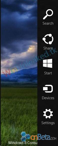 Údajné nové Windows 8 logo na postranním panelu (montáž)