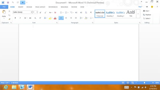 Office15 - Word - touch mode
