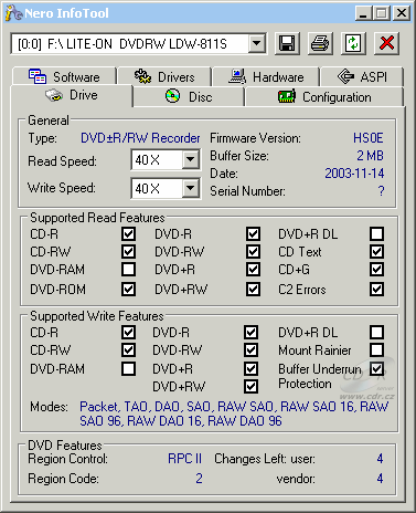 LiteOn SOHW-812S - Nero InfoTool