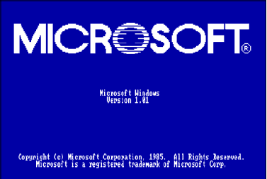 Windows 1.01 - úvodní obrazovka