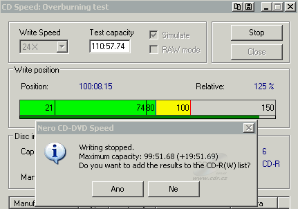 Benq DW822A - CDspeed overburn