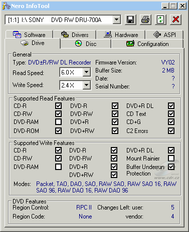 Sony DRU-700A - Nero Infotool