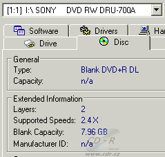 Sony DRU-700A - Nero Infotool s DVD+R DL