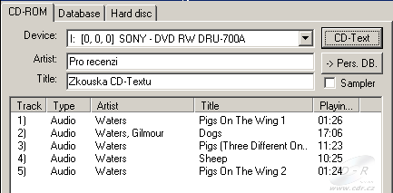 Sony DRU-700A - Feurio! čtení zapsaného CD-Textu