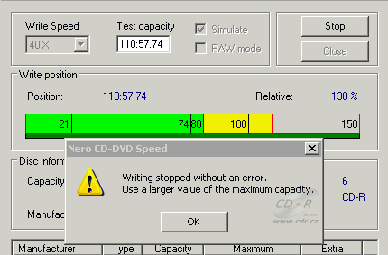 Sony DRU-700A - CDspeed overburn