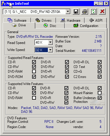 NEC ND-2510A - Nero InfoTool