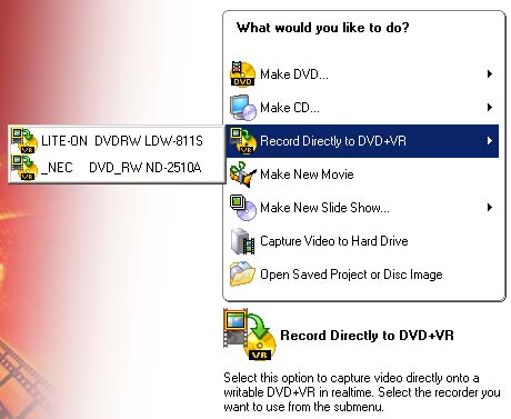 DVD+VR v Nero Vision Express