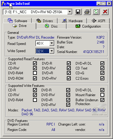 NEC @ ND-2510A Nero InfoTool