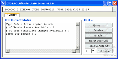 LiteOn SOHW-832S - RPC utility před