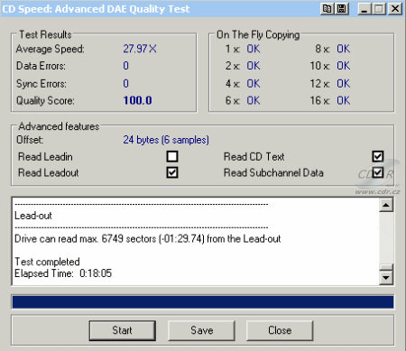 LiteOn SOHW-832S - CDspeed Advanced DAE speed test