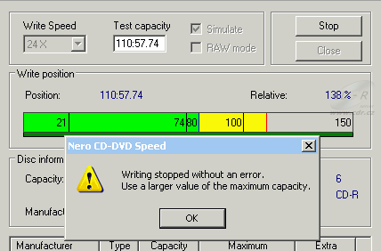 LiteOn SOHW-832S - CDspeed overburn