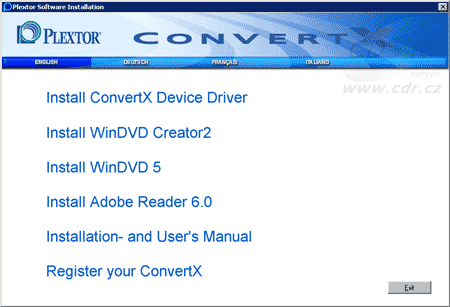 Sada softwaru pro Plextor ConvertX PX-M402U