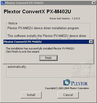 Instalátor ovladače Plextor ConvertX PX-M402U