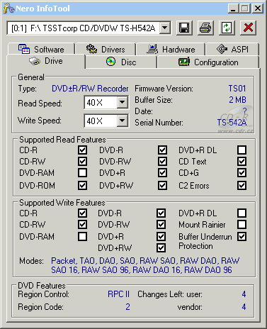 Samsung TS-H542A - Nero InfoTool