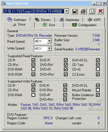 Samsung TS-H552B - Nero InfoTool