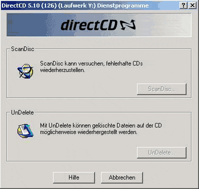 WinOnCD 5.0: DirectCD volby