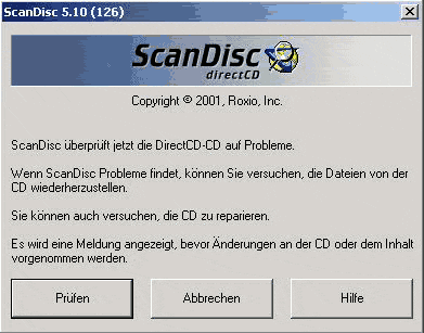 WinOnCD 5.0: DirectCD ScanDisc