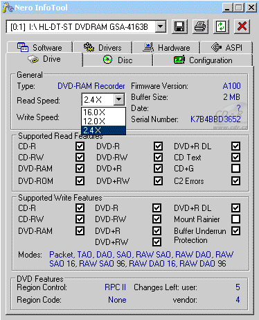 LG GSA-4163B - Nero InfoTool