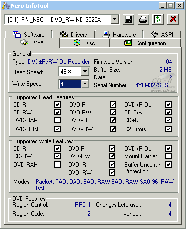 NEC ND-3250 - Nero InfoTool