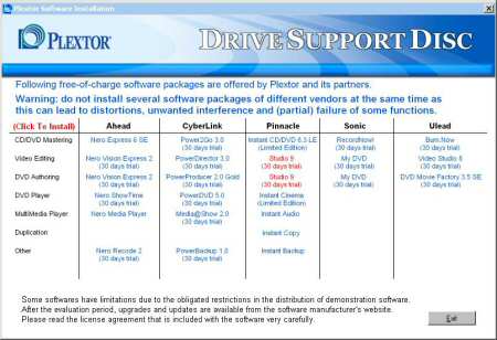 Plextor PX-716A - software DVD-ROM