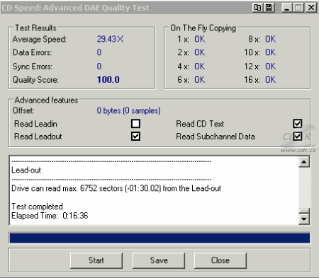 Plextor PX-716A - CDspeed Advanced DAE speed test