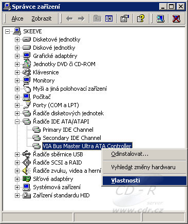 Správce zařízení: VIA Bus Master Ultra ATA Controller