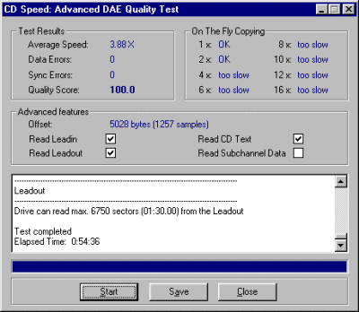 Acer CRW 6424MU Advamnced DAE speed test